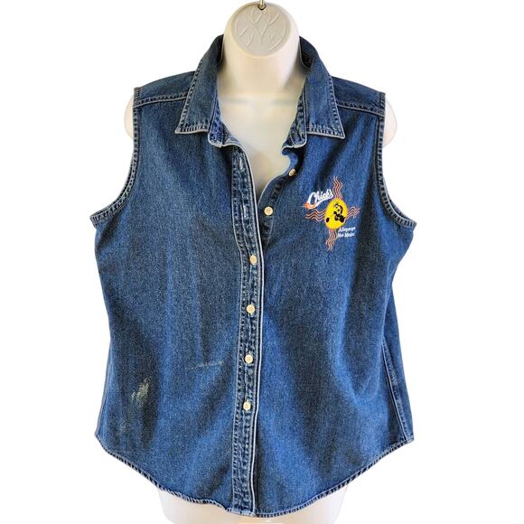 Chicks's Albuquerque New Mexico Denim Shirt XL Vintage Harley Davidson Biker - Picture 9 of 10